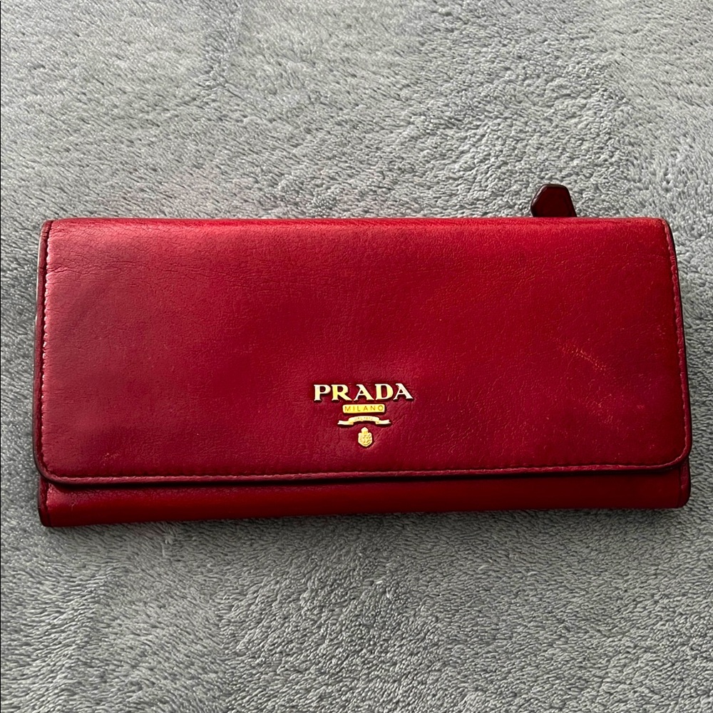 Prada Red Leather Wallet